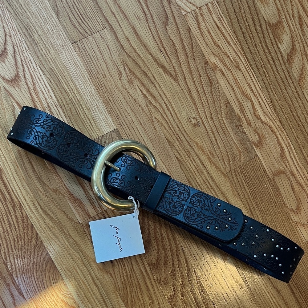 Free People Studded Embossed Leather Belt S/M NWT